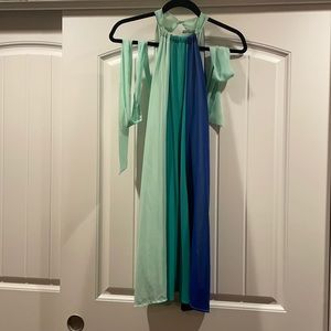 ModCloth three blue toned halter dress with tie